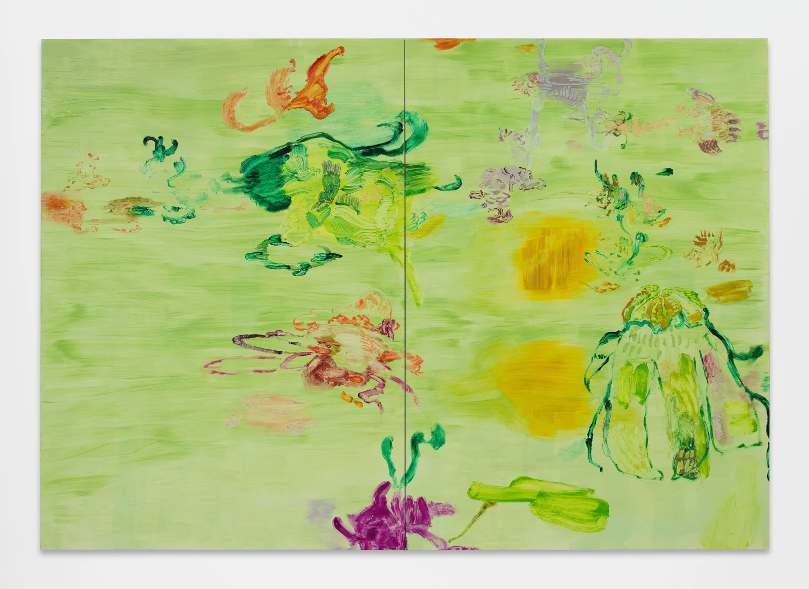 abstract painting with light green background