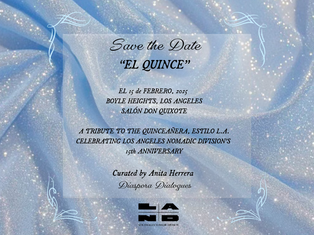 blue flyer with black text that reads "Save the Date El Quince"